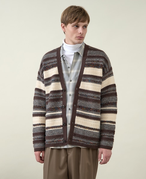 【1978 MEN'S MELROSE】ボーダーカーディガン 1993 詳細画像 ブラウン 1