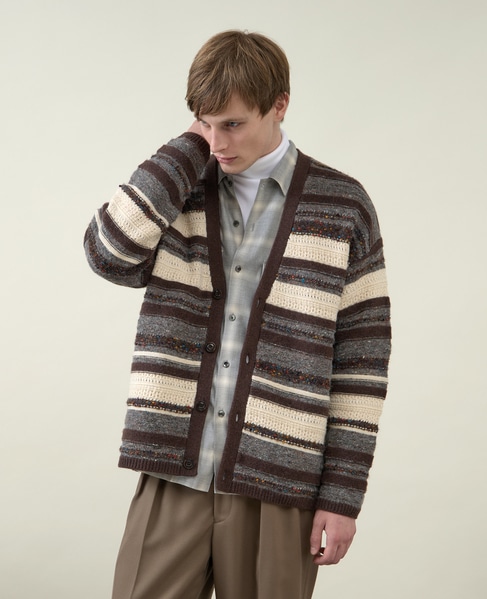 【1978 MEN'S MELROSE】ボーダーカーディガン 1993 詳細画像 ブラウン 2
