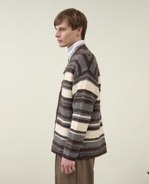 【1978 MEN'S MELROSE】ボーダーカーディガン 1993 詳細画像 ブラウン 4