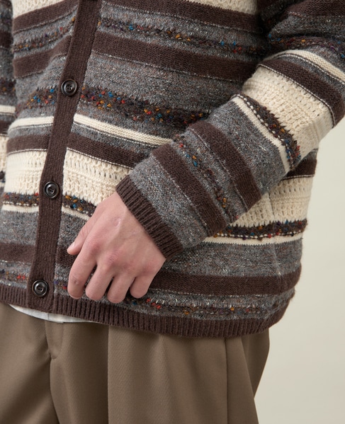 【1978 MEN'S MELROSE】ボーダーカーディガン 1993 詳細画像 ブラウン 8