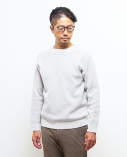 ラムウールライクプレーティングクルーネックニット
