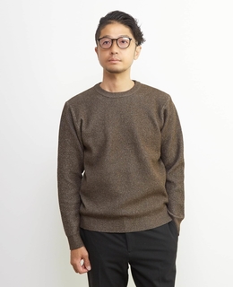 ラムウールライクプレーティングクルーネックニット