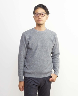 ラムウールライクプレーティングクルーネックニット