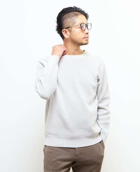 ラムウールライクプレーティングクルーネックニット 詳細画像 アイボリー 18