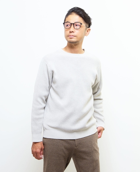 ラムウールライクプレーティングクルーネックニット 詳細画像 アイボリー 19