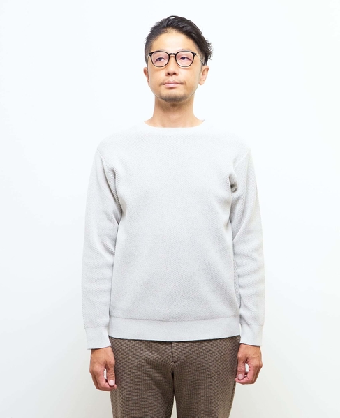 ラムウールライクプレーティングクルーネックニット 詳細画像 アイボリー 2