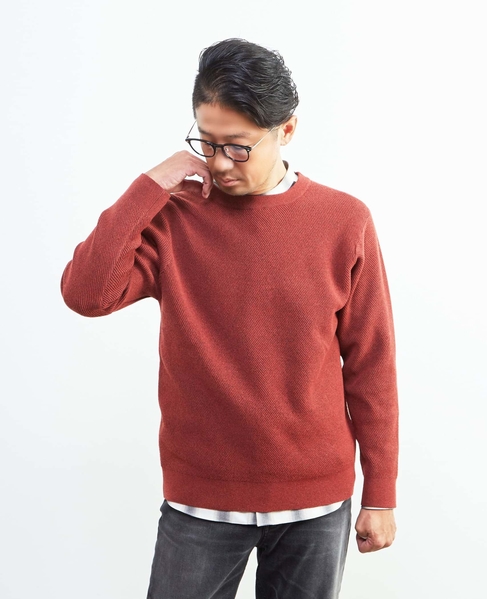 ラムウールライクプレーティングクルーネックニット 詳細画像 アイボリー 22