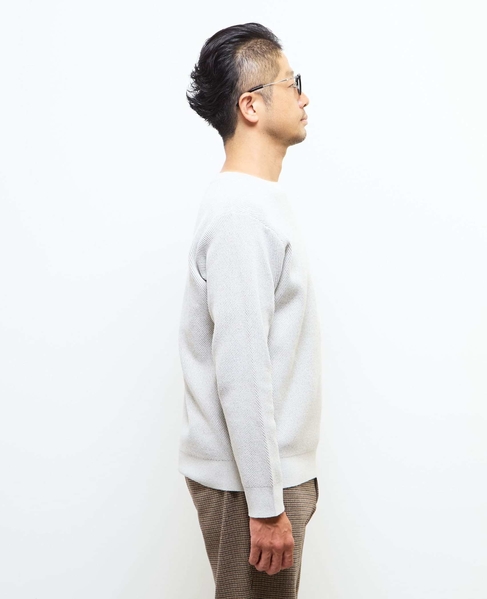 ラムウールライクプレーティングクルーネックニット 詳細画像 アイボリー 5