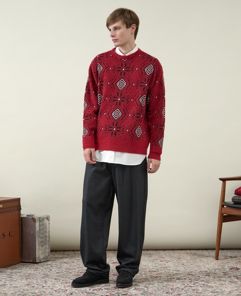 【1978 MEN'S MELROSE】ジャガードセーター 1987 詳細画像 レッド 10