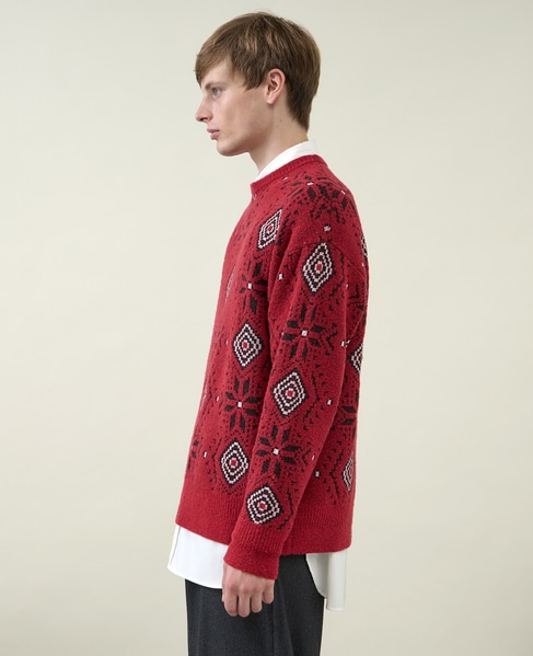 【1978 MEN'S MELROSE】ジャガードセーター 1987 詳細画像 レッド 3