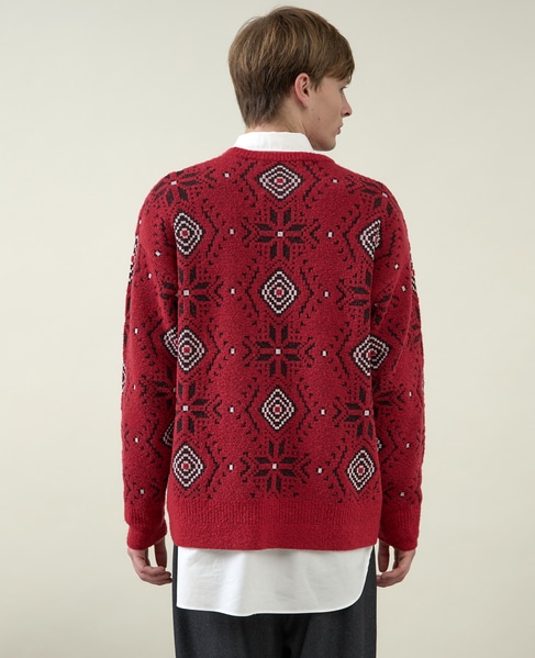 【1978 MEN'S MELROSE】ジャガードセーター 1987 詳細画像 レッド 4