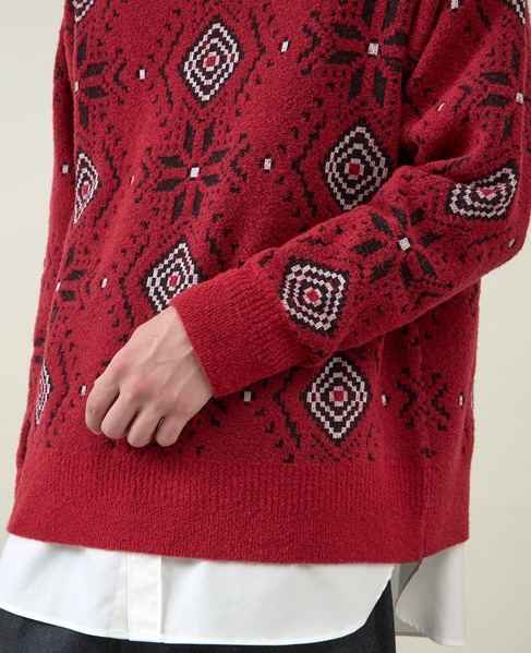 【1978 MEN'S MELROSE】ジャガードセーター 1987 詳細画像 レッド 7