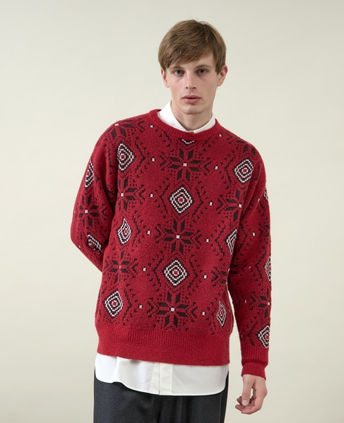 【1978 MEN'S MELROSE】ジャガードセーター 1987 詳細画像 レッド 8