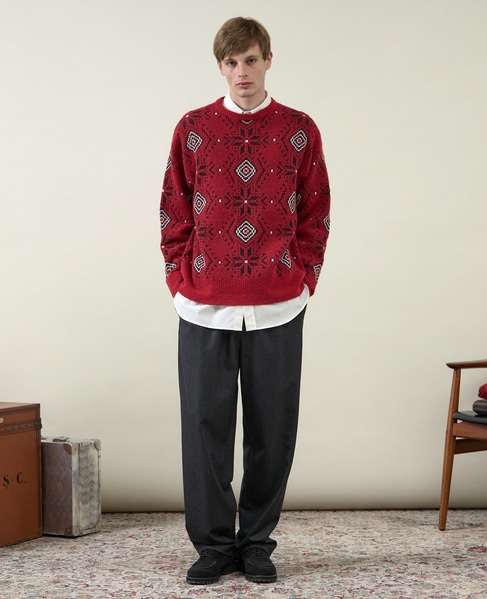 【1978 MEN'S MELROSE】ジャガードセーター 1987 詳細画像 レッド 9