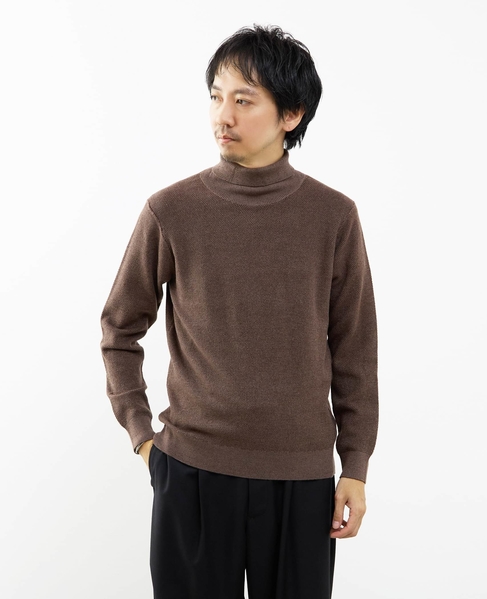 プレーティングカノコタートルネックニット | ウォッシャブル 詳細画像 ブラウン 16
