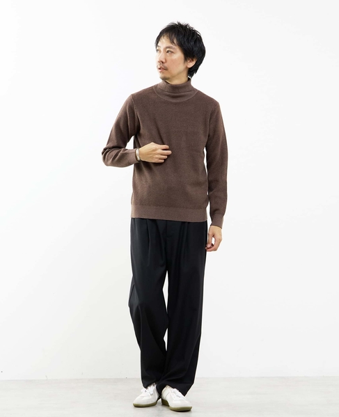 プレーティングカノコタートルネックニット | ウォッシャブル 詳細画像 ブラウン 18