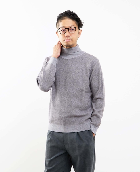 プレーティングカノコタートルネックニット | ウォッシャブル 詳細画像 グレー 1