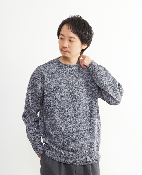 ミックスカラークルーネックニット 詳細画像 ブルー 1