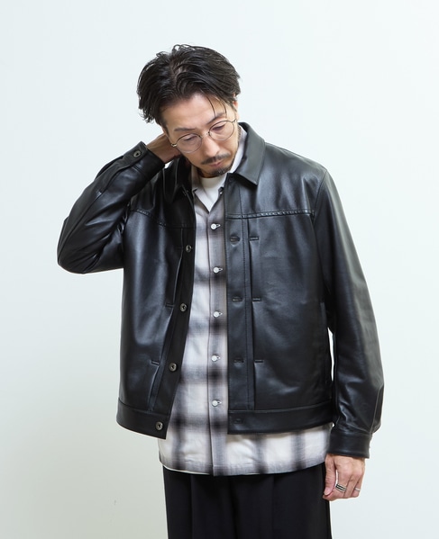 シープナッパレザー /トラッカーズジャケット 詳細画像 ブラック 14