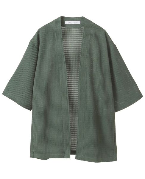 テクスチャーメッシュハーフスリーブカーディガン 詳細画像 ブラウン 11