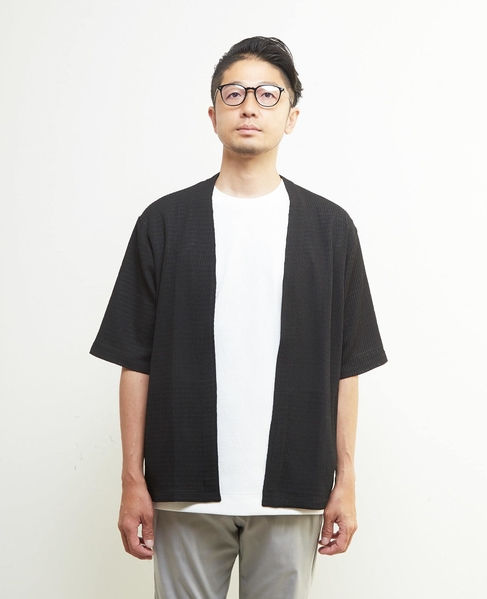 テクスチャーメッシュハーフスリーブカーディガン 詳細画像 ブラウン 2