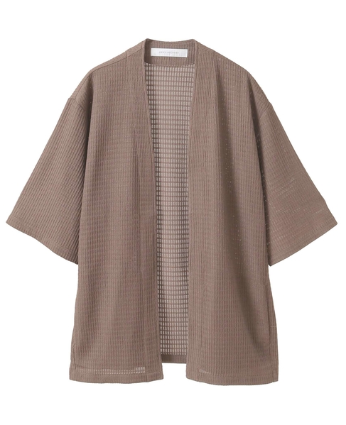 テクスチャーメッシュハーフスリーブカーディガン 詳細画像 ブラウン 9