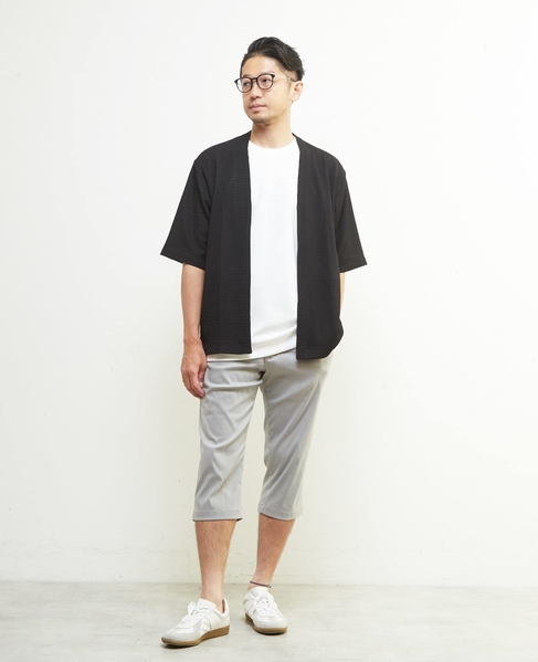 テクスチャーメッシュハーフスリーブカーディガン 詳細画像 グリーン 7