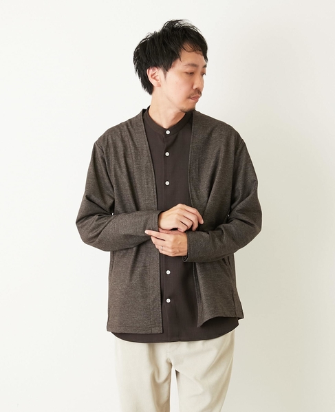 バランサーキュラー/ツイル | ボタンレスカーディガン 詳細画像 ブラウン 1