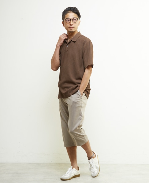 テクスチャーメッシュスキッパーポロシャツ 詳細画像 ブラウン 11