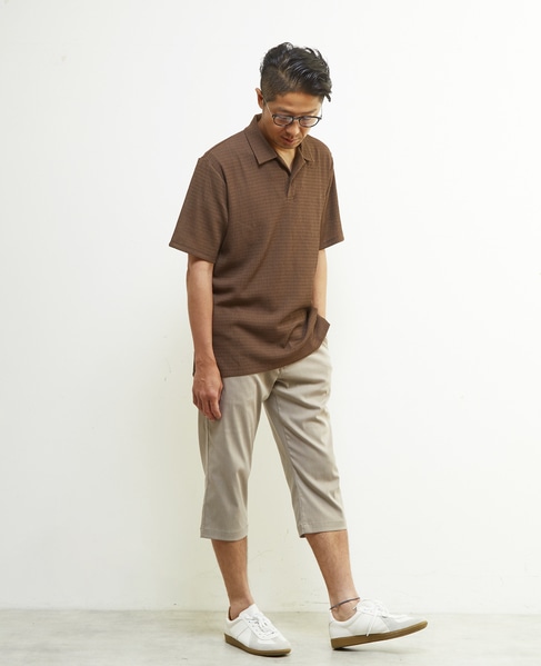 テクスチャーメッシュスキッパーポロシャツ 詳細画像 ブラウン 12