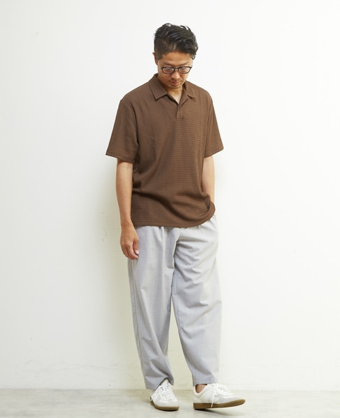 テクスチャーメッシュスキッパーポロシャツ 詳細画像 ブラウン 14
