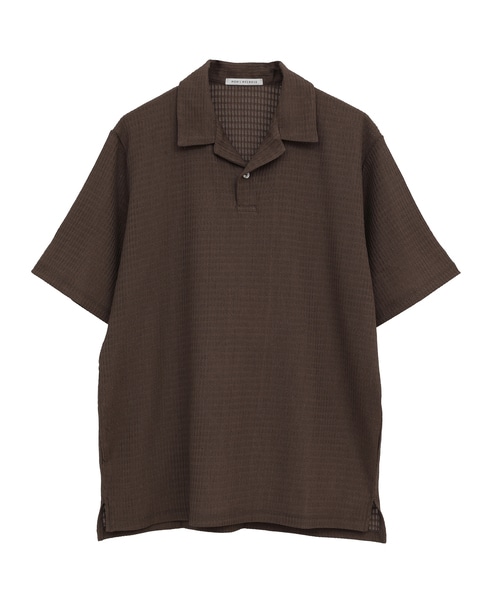 テクスチャーメッシュスキッパーポロシャツ 詳細画像 ブラウン 15
