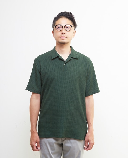 テクスチャーメッシュスキッパーポロシャツ 詳細画像 ブラウン 2