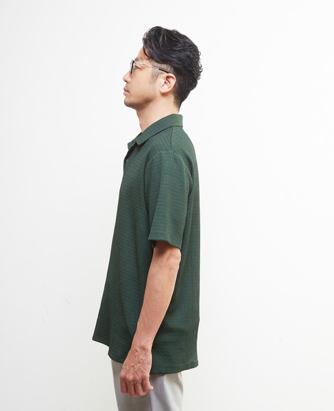 テクスチャーメッシュスキッパーポロシャツ 詳細画像 ブラウン 3