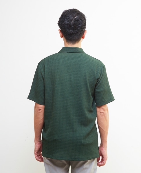 テクスチャーメッシュスキッパーポロシャツ 詳細画像 ブラウン 4