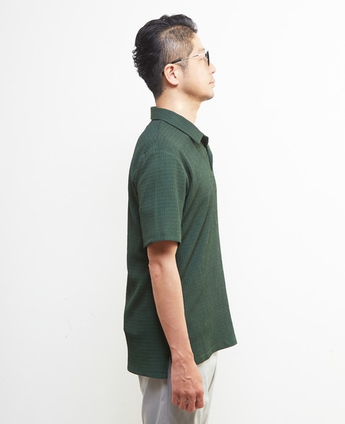 テクスチャーメッシュスキッパーポロシャツ 詳細画像 ブラウン 5