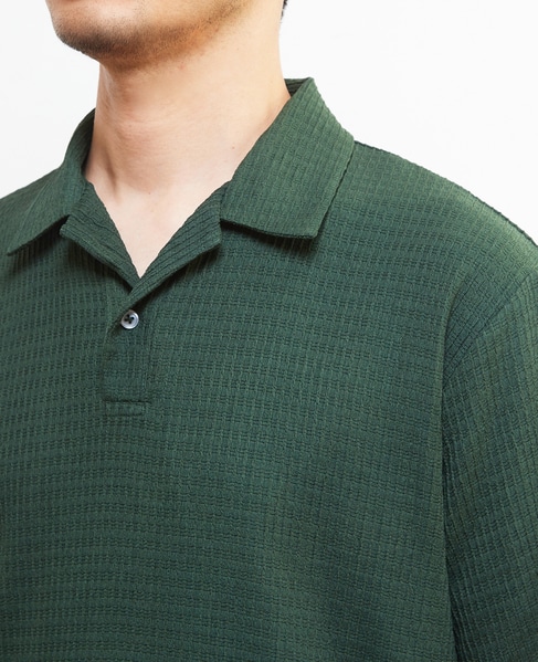 テクスチャーメッシュスキッパーポロシャツ 詳細画像 ブラウン 6