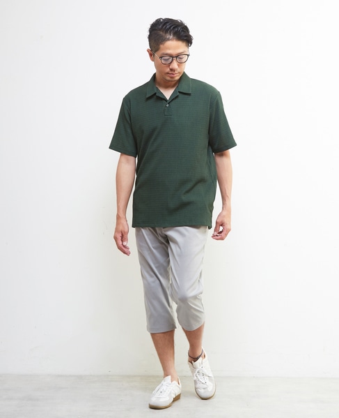 テクスチャーメッシュスキッパーポロシャツ 詳細画像 グリーン 6