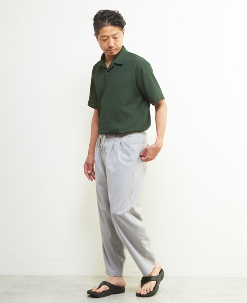 テクスチャーメッシュスキッパーポロシャツ 詳細画像 グリーン 8