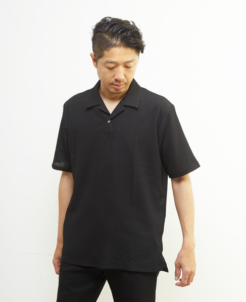 テクスチャーメッシュスキッパーポロシャツ 詳細画像 グリーン 9