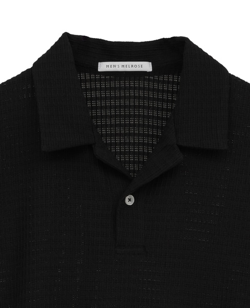 テクスチャーメッシュスキッパーポロシャツ 詳細画像 ブラック 4