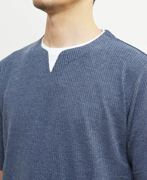 リンクスストライプキーネックフェイクレイヤードTシャツ 詳細画像 ライトグレー 6