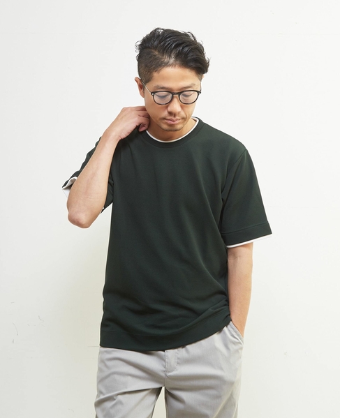 エステルスパンリップルフェイクレイヤードTシャツ 詳細画像 ホワイト 17