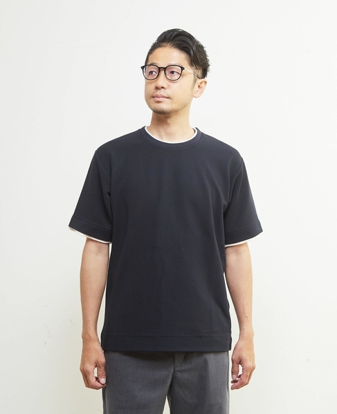 エステルスパンリップルフェイクレイヤードTシャツ 詳細画像 ホワイト 2