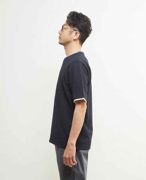 エステルスパンリップルフェイクレイヤードTシャツ 詳細画像 ホワイト 3