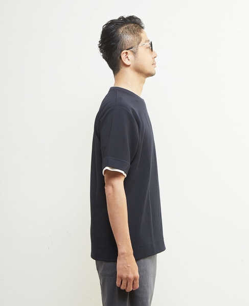 エステルスパンリップルフェイクレイヤードTシャツ 詳細画像 ホワイト 5