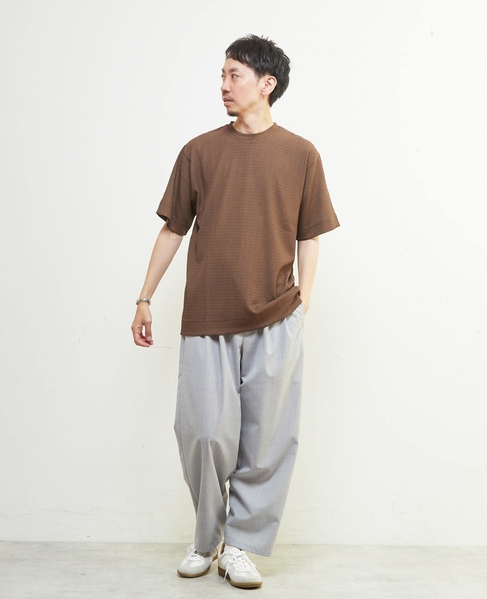 テクスチャーメッシュクルーネックTシャツ 詳細画像 ブラウン 15