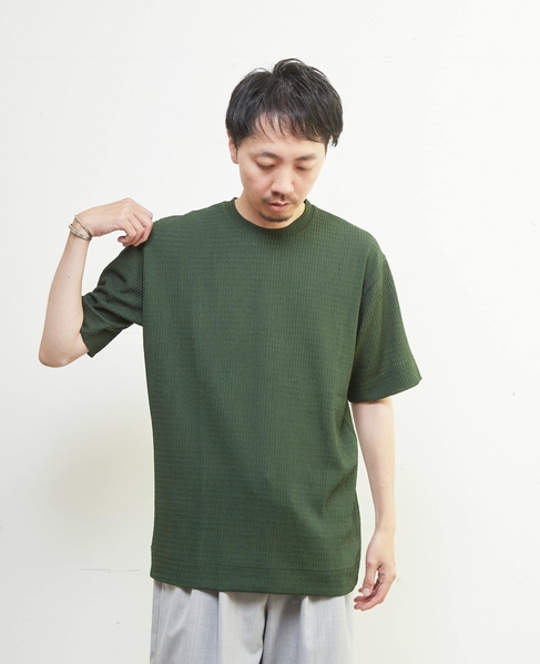 テクスチャーメッシュクルーネックTシャツ 詳細画像 ブラウン 18