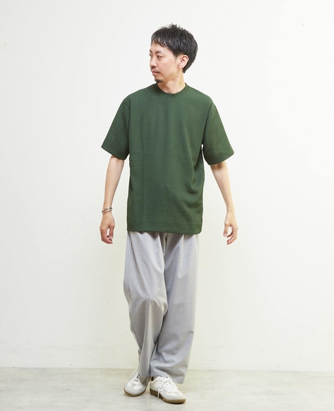 テクスチャーメッシュクルーネックTシャツ 詳細画像 ブラウン 19