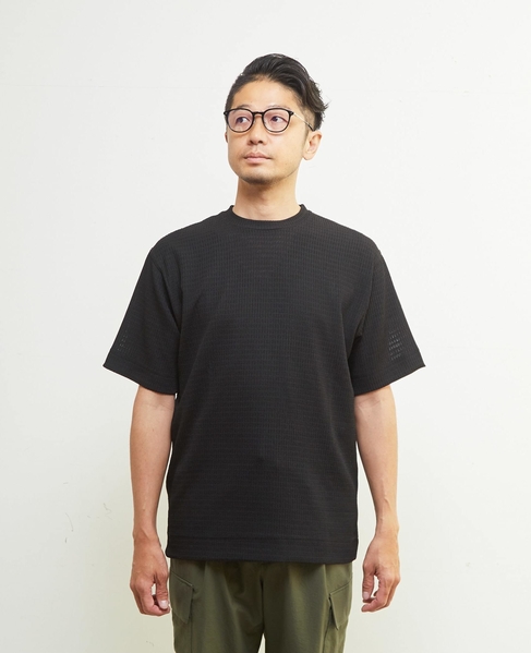 テクスチャーメッシュクルーネックTシャツ 詳細画像 ブラウン 2